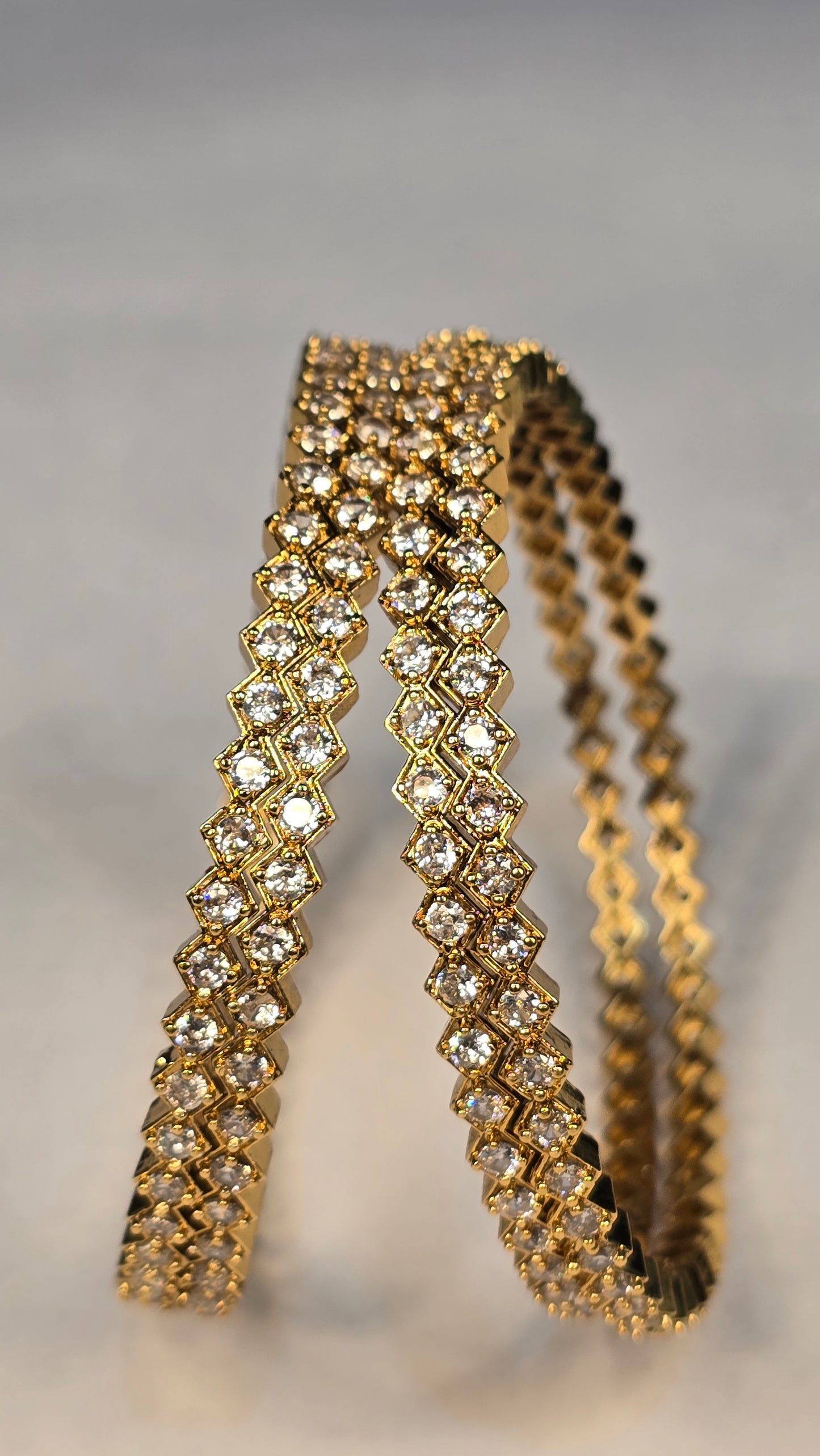 Neroni Gold-Tone Diamond Cut CZ Bangle Pair