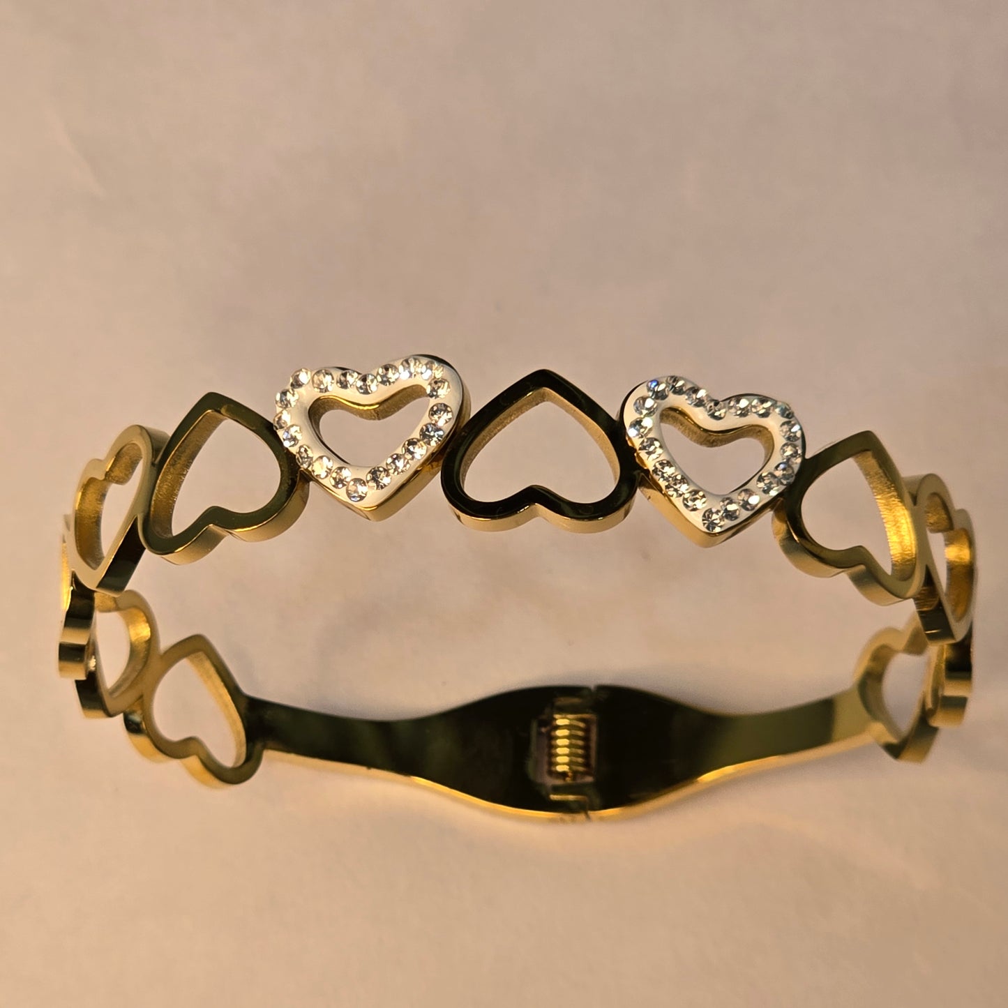 Neroni Gold-Tone Heart Design CZ Bracelet