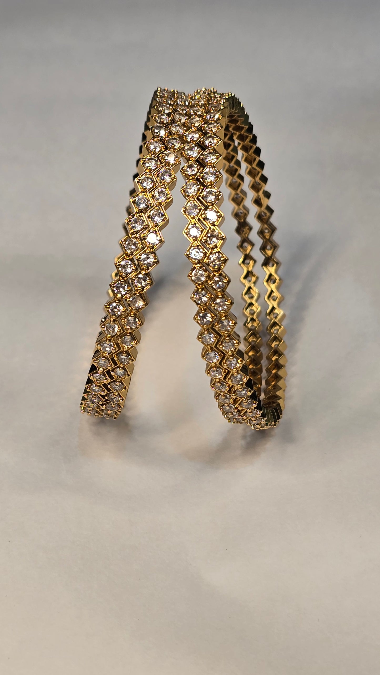 Neroni Gold-Tone Diamond Cut CZ Bangle Pair