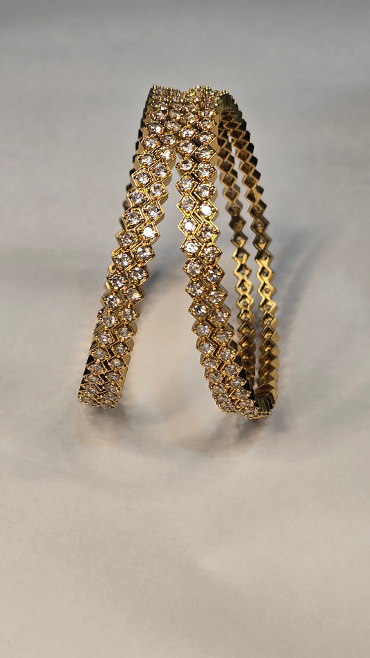 Neroni Gold-Tone Diamond Cut CZ Bangle Pair