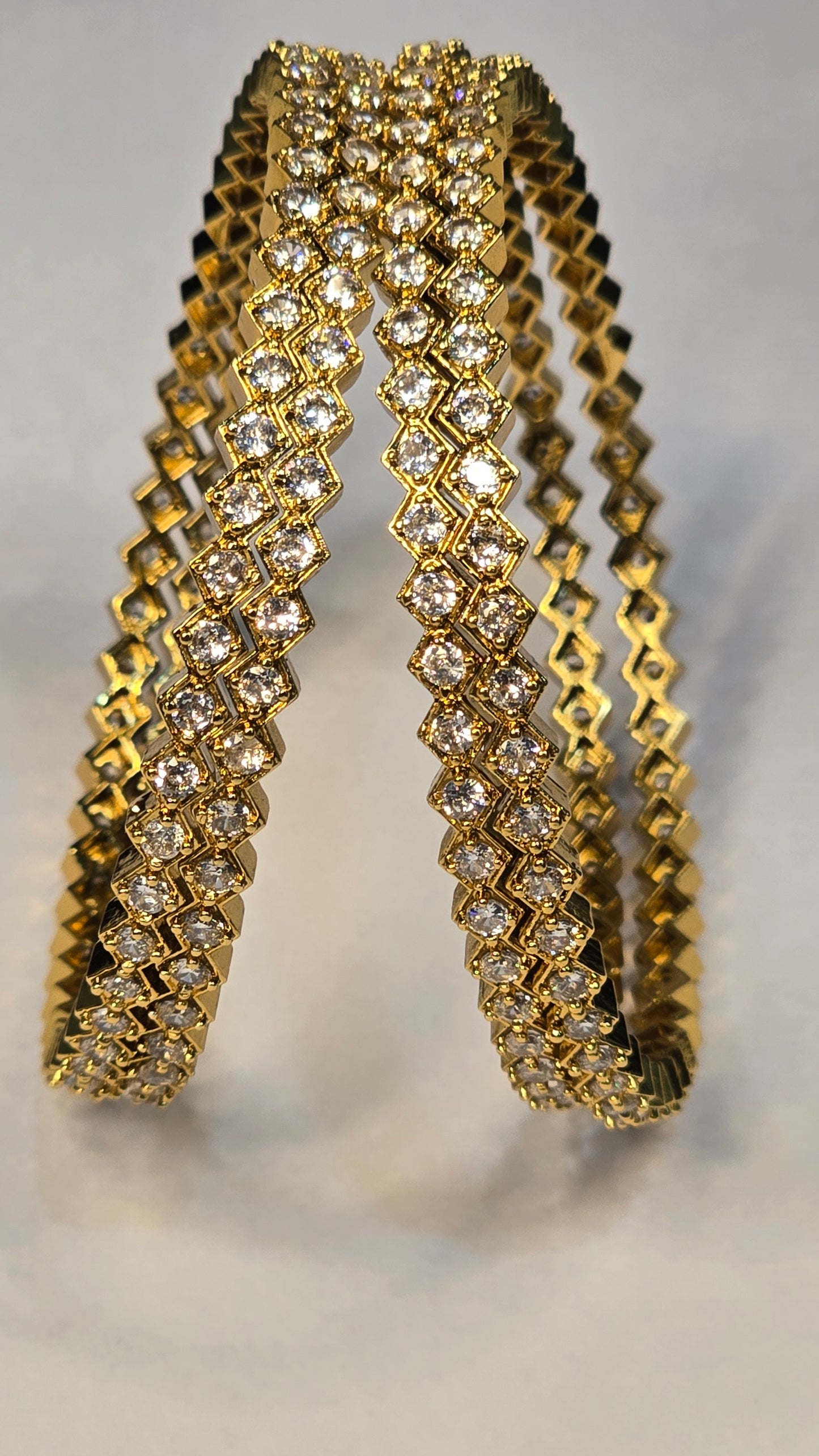 Neroni Gold-Tone Diamond Cut CZ Bangle Pair