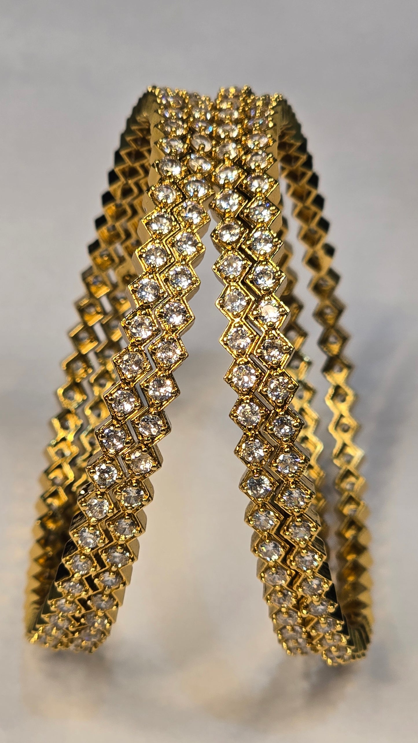 Neroni Gold-Tone Diamond Cut CZ Bangle Pair
