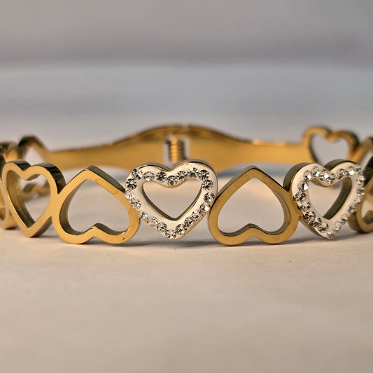 Neroni Gold-Tone Heart Design CZ Bracelet