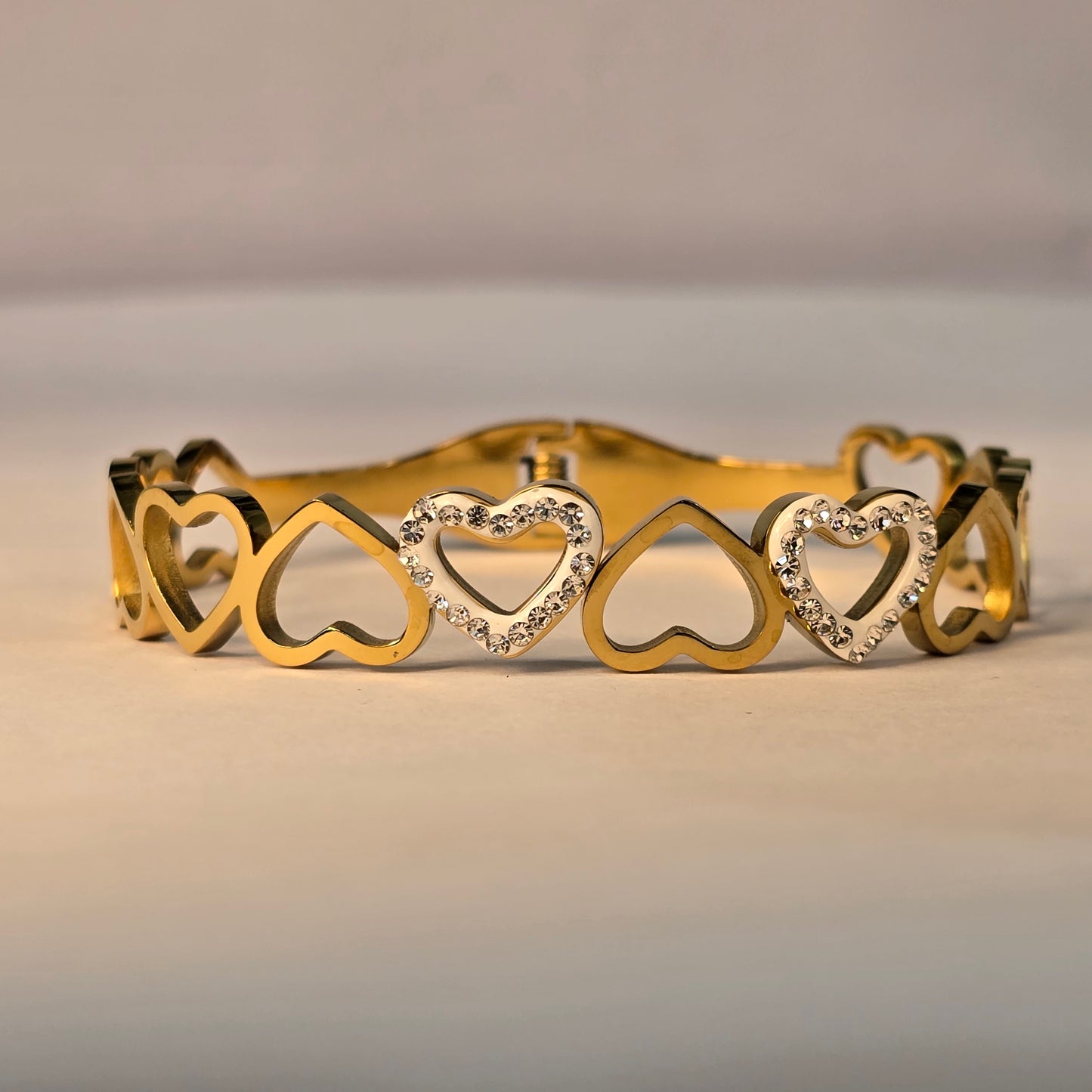 Neroni Gold-Tone Heart Design CZ Bracelet
