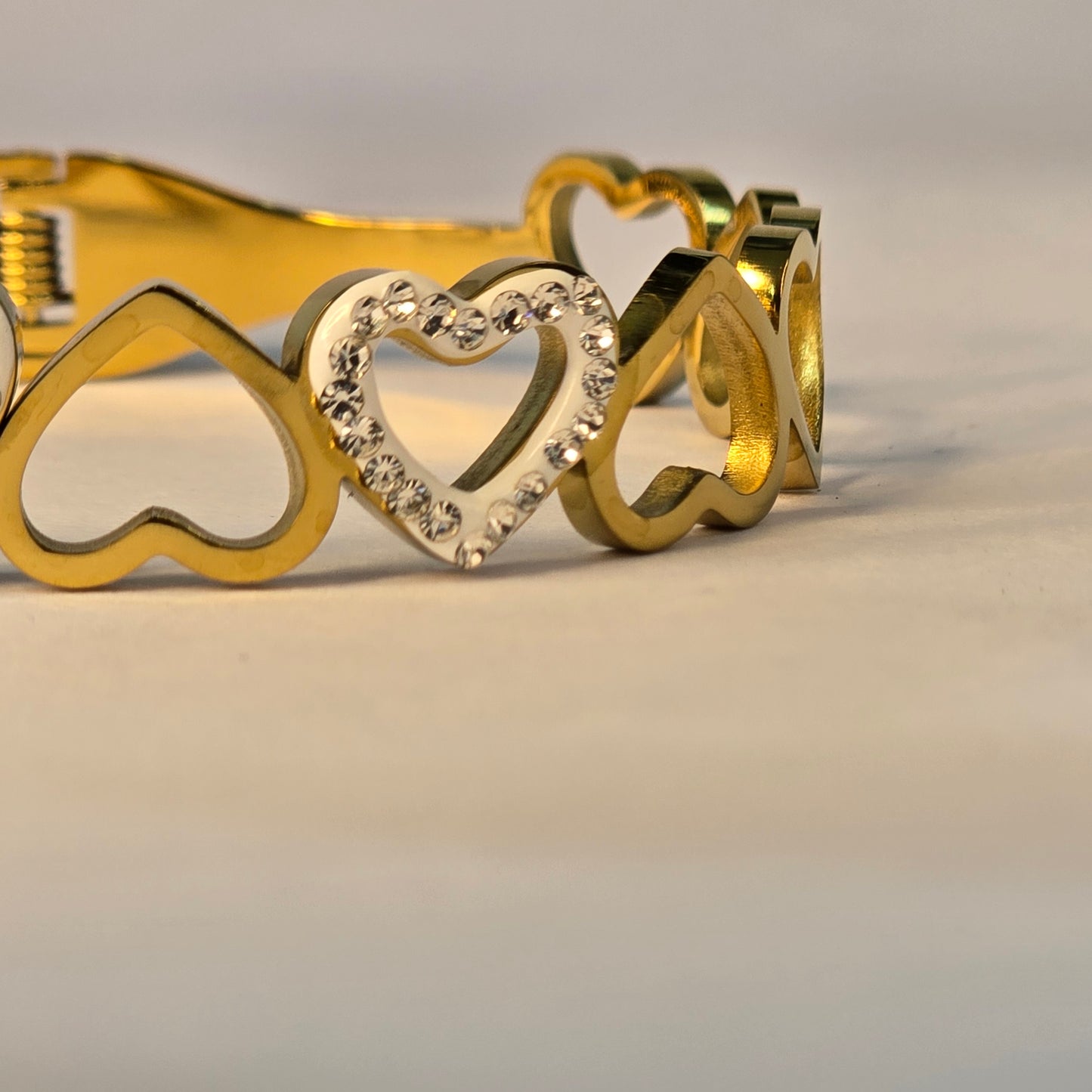 Neroni Gold-Tone Heart Design CZ Bracelet