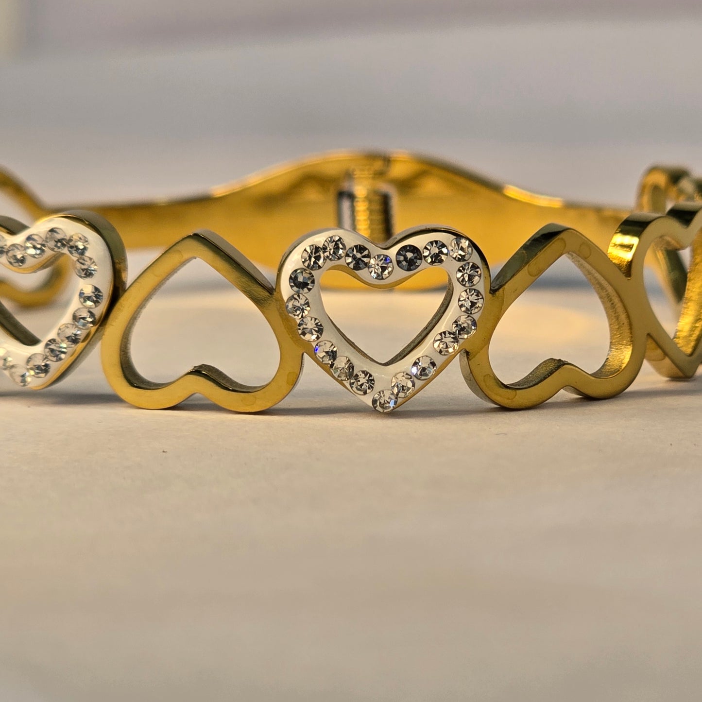 Neroni Gold-Tone Heart Design CZ Bracelet