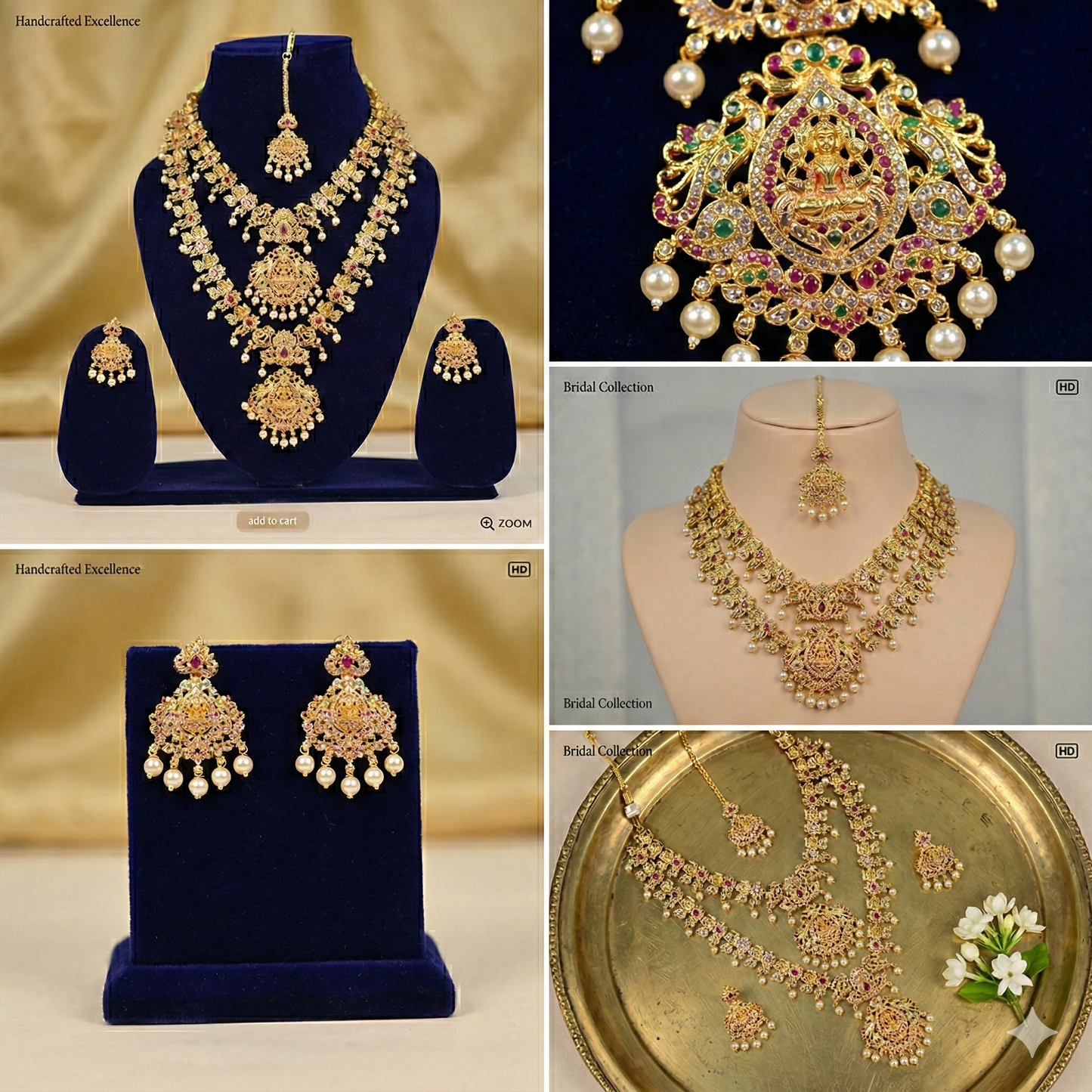 NERONI Royal Heritage Multi-Layer Temple Combo Set – Gold-Plated Ruby Stone Haram with Earrings & Maang Tikka