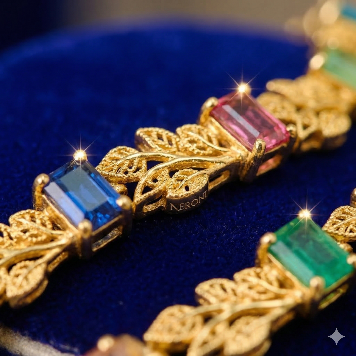 NERONI Multicolor Gemstone Necklace Set – Minimal Gold-Plated Crystal Necklace with Earrings