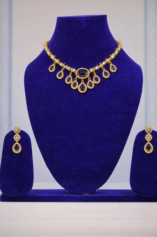 NERONI Royal Blue Teardrop Necklace Set